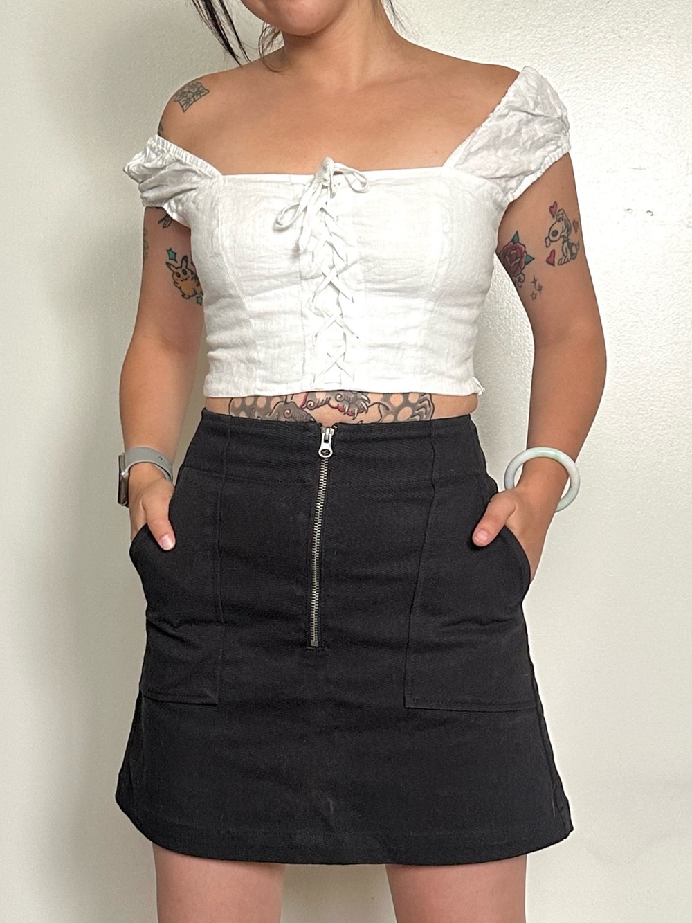 Whimsy and Row Jenna A Line Mini Skirt - Black